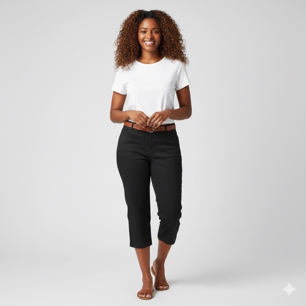 Old Navy Womens Plus Size 22 Pixie Pants Black Short Mid Rise Cropped Pants Chic
